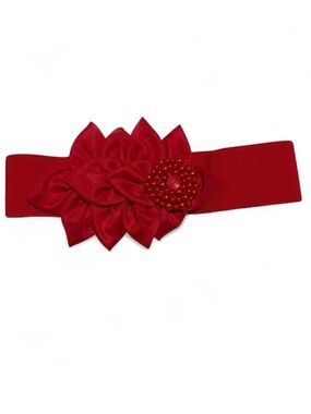 Red Stretch Floral Statement Belt Coquette Fairycore